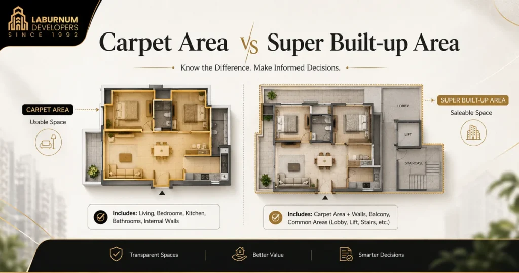 Carpet area and super built up area
