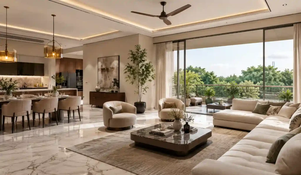 Luxurious open-plan living space