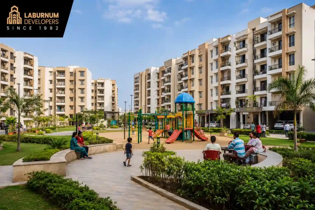 Modern courtyard in a vibrant community