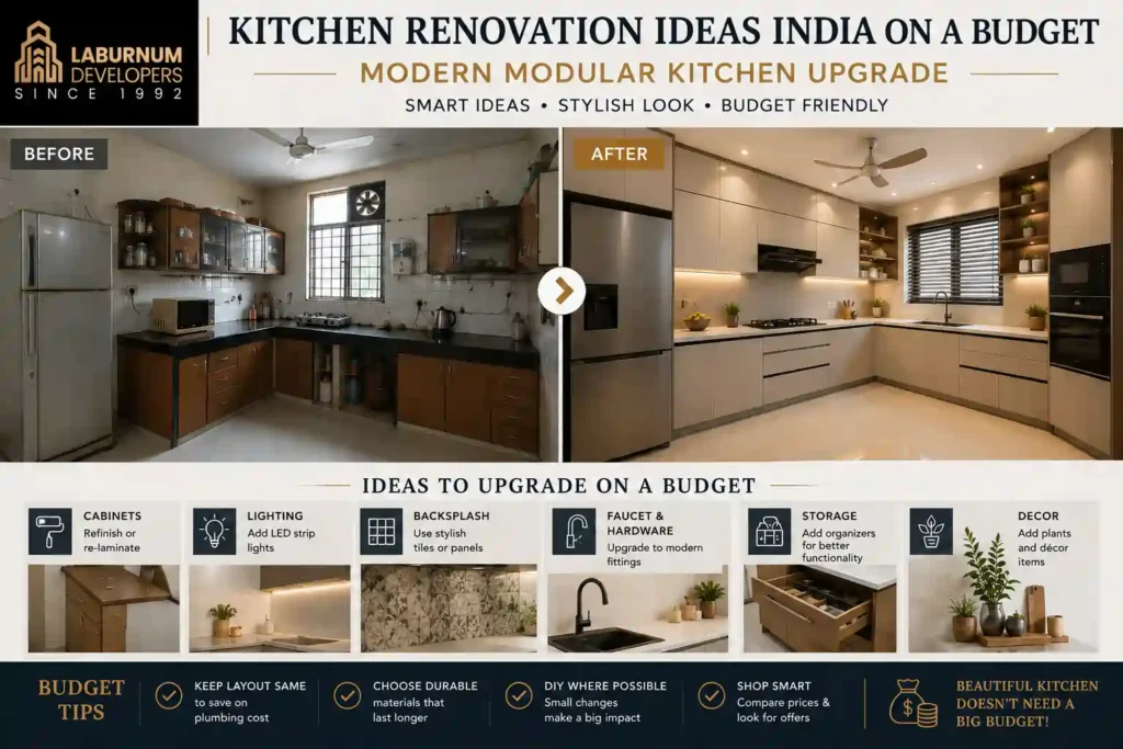 Kitchen renovation tips on a budget India 2026 — affordable modular kitchen transformation