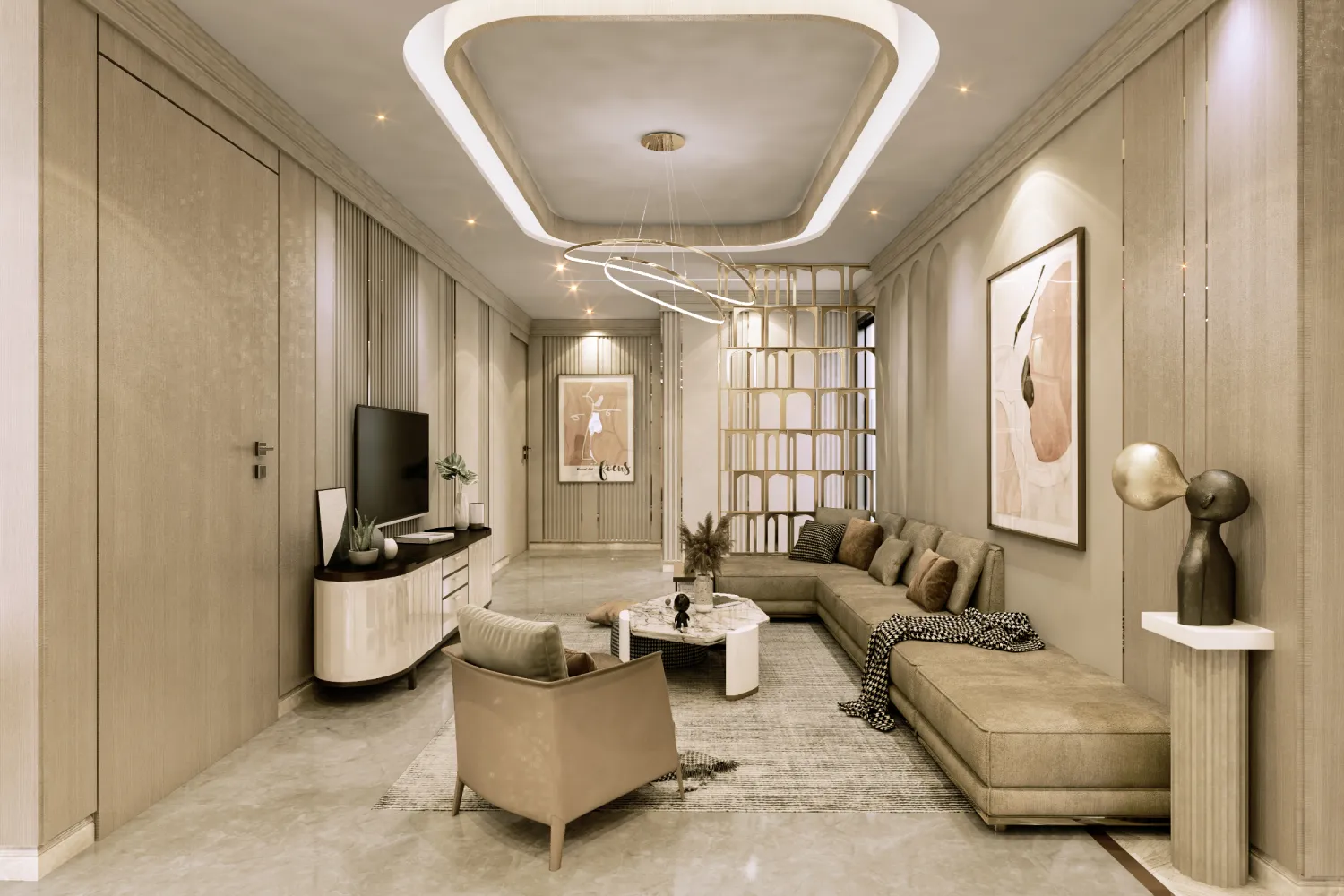 Living Area Sector 89 Victory Floors Gurgaon by Laburnum