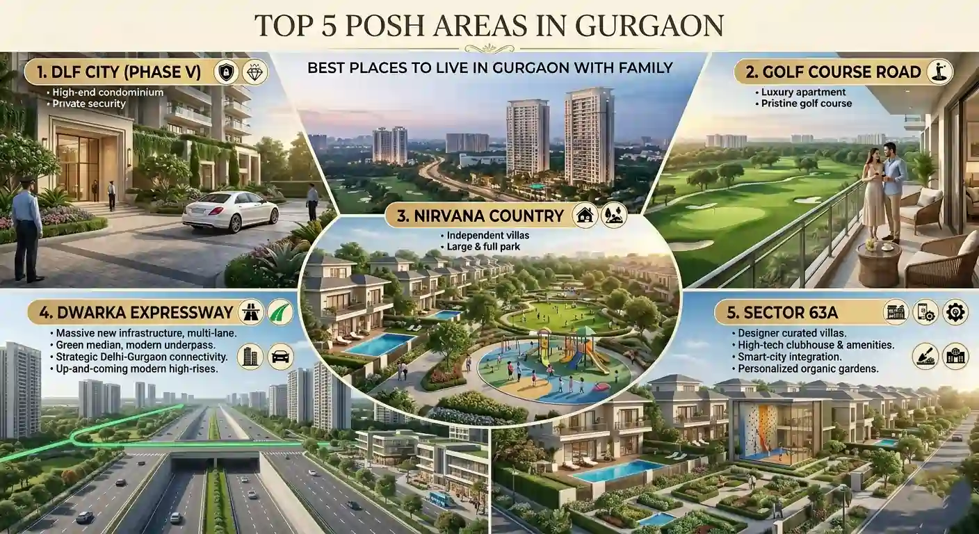 posh areas in gurgaon | top posh areas to live in gurgaon