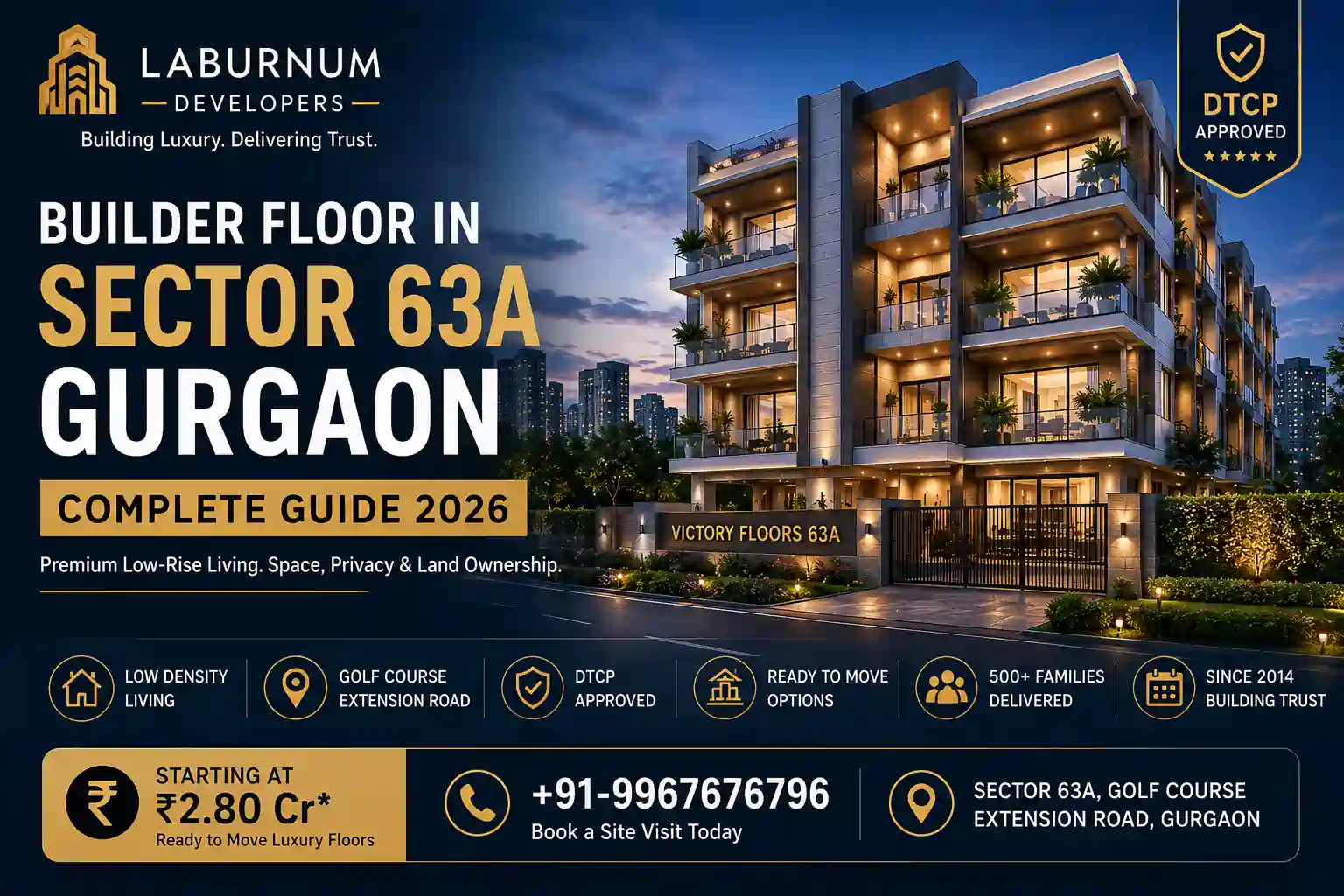 builder floor sector 63A Gurgaon - Victory Floors by Laburnum Developers
