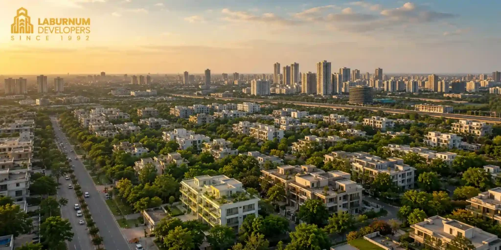 Gurgaon India residential sectors, premium low-rise luxury buildings